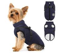 Eikuavons Veste pour chien avec harnais - Manteau imperméable pour chien - Veste chaude d'hiver pour chiot - Vêtement pour animaux de compagnie - Réfléchissant - Bleu - 4XL
