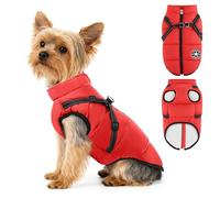 Eikuavons Veste pour chien avec harnais - Manteau imperméable pour chien - Veste chaude d'hiver pour chiot - Vêtement pour animaux de compagnie - Réfléchissant - Rouge - 4XL