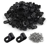 Eilumduo Lot de 100 serre-câbles de type R - 6,35 mm - En nylon noir - Pour la gestion des câbles, l'organisateur de cordon et le support de cordon