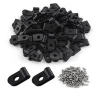 Eilumduo Lot de 100 serre-câbles de type R en nylon noir de 0,6 cm pour la gestion des câbles, organiseur de cordons et support de cordon