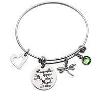 Eilygen Bracelet à breloques en forme de libellules apparaissent lorsque les anges sont près de libellule - Bijou de condoléances pour elle, Métal, N