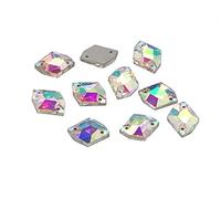 Eimass® 3533 Lot de 10 strass à coudre en verre taillé (cristal AB aléatoire, 14 x 17 mm)