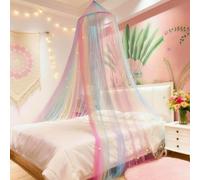 Eimilaly Baldaquin de lit Princesse Arc-en-Ciel avec étoiles phosphorescentes, baldaquin de lit pour décoration de Chambre de Fille ou fête sur Le thème de la Licorne