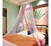 Eimilaly Ciel de lit Arc-en-Ciel de Princesse avec 250 lumières de Rideau Blanc Chaud, Ciel de lit pour décoration de Chambre de Fille ou fête sur Le thème de la Licorne
