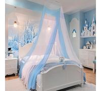 Eimilaly Ciel de lit Bicolore Moustiquaire Blanc Bleu, Ciel de lit pour Fille Décoration de Chambre - Moustiquaire Suspendue pour Adulte, bébé, Porte Unique
