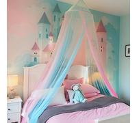Eimilaly Ciel de lit Bicolore Moustiquaire Rose Bleue, Ciel de lit pour Fille Décoration de Chambre - Moustiquaire Suspendue pour Adultes, bébés, Porte Unique