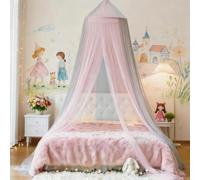 Eimilaly Ciel de lit bicolore - Moustiquaire - Rose et gris - Décoration de chambre de fille - Protection contre les insectes - Baldaquin suspendu pour adultes et bébés - Porte simple