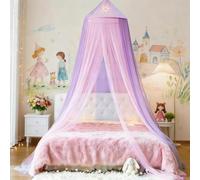 Eimilaly Ciel de lit Bicolore moustiquaire Rose Violet, Ciel de lit pour Fille décoration de Chambre - moustiquaire baldaquin Suspendu pour Adulte, bébé, Porte Unique