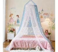 Eimilaly Ciel de lit Bicolore s'illumine dans Le Noir Blanc Bleu, moustiquaire Ciel de lit pour Fille Décoration de Chambre, Porte Unique