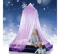 Eimilaly Ciel de lit pour Princesse Phosphorescent, Ciel de lit Noël à Flocons pour décoration de Chambre de Fille, Pink