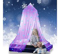 Eimilaly Ciel de lit pour Princesse Phosphorescent, Ciel de lit Noël à Flocons pour décoration de Chambre de Fille, Purple
