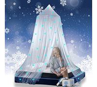 Eimilaly Ciel de lit pour Princesse Phosphorescent, Ciel de lit Noël à Flocons pour décoration de Chambre de Fille, White