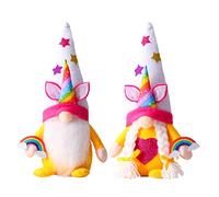 Eimilaly Lot de 2 nains de licorne arc-en-ciel pour la maison, décoration de nains de tomte pour Halloween | Décorations de Noël ou décoration de nain de fête sur le thème de la licorne
