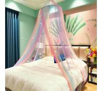 Eimilaly Princesse Baldaquin de lit Arc-en-Ciel avec château de Licorne Phosphorescent, baldaquin de lit pour décoration de Chambre de Fille ou fête sur Le thème des fées