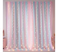 Eimilaly Rideaux Transparents Arc-en-Ciel pour Chambre à Coucher/Fête à thème/Mariage, Rideaux Transparents à Pochette à Tringle, 84 Pouces de Long (Rainbow(with Lights), W59xL84inch/2 Panel)