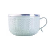 EIMINB Bol à soupe avec couvercle, bol à nouilles instantanées avec couvercle hermétique et poignée, livré avec une cuillère adaptée pour le brunch, le dîner, le bol de nourriture de voyage (Bleu)