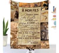 EIMOPE Couverture Plaid Personnalisée Cadeau Maman pour à Mon Fils Doux Chaud dhiver Couverture Message Lettre en Idée Cadeau Noël Cadeaux d'anniversaire