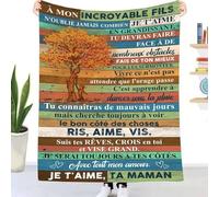 EIMOPE Couverture Plaid Personnalisée Cadeau Maman pour à Mon Fils Doux Chaud dhiver Couverture Message Lettre en Idée Cadeau Noël Cadeaux d'anniversaire