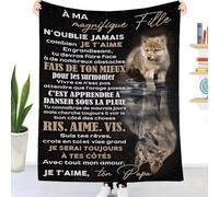 EIMOPE Couverture Plaid Personnalisée Cadeau Papa pour à ma Fille Doux Chaud dhiver Couverture Message Lettre en Idée Cadeau Noël Cadeaux d'anniversaire