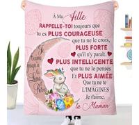 EIMOPE Couverture Plaid Personnalisée Cadeau pour à ma Fille Doux Chaud dhiver Couverture Message Lettre en Idée Cadeau Noël Cadeaux d'anniversaire