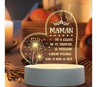 EIMOPE Veilleuse Acrylique Personnalisée Cadeau Original pour la Fête des Mères avec Alimentation USB