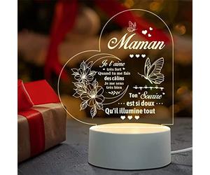 EIMOPE Veilleuse en Acrylique - Cadeau Personnalisé pour Maman, Femme - Fête des Mères, Anniversaire, Saint Valentin