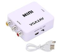 EIMSOAH Adaptateur Convertisseur Vidéo Mini VGA vers AV 1080P HD avec Câble de Données pour TV PC, Convertisseur Compact pour Entrée PC Haute Résolution, Idéal pour Système de Divertissement à