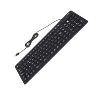 EIMSOAH Clavier Filaire Silencieux et Anti-poussière, Clavier Espagnol étanche pour Un Nettoyage Facile, Pliable en Silicone pour Voyage/extérieur, 108 Touches Noir