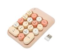 EIMSOAH Clavier Numérique Fil 2,4 GHz, 18 Touches Rondes de Couleur Rétro, Mini Clavier Numérique avec Récepteur USB pour Ordinateur Portable (Couleur de thé au Lait Mixte)