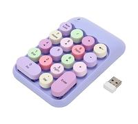 EIMSOAH Clavier Numérique Fil 2,4 GHz, 18 Touches Rondes de Couleur Rétro, Mini Clavier Numérique avec Récepteur USB pour Ordinateur Portable (Thème Violet)