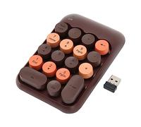 EIMSOAH Clavier Numérique Fil 2,4 GHz, 18 Touches Rondes de Couleur Rétro, Mini Clavier Numérique avec Récepteur USB pour Ordinateur Portable (Couleur Café)