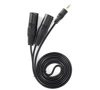 EIMSOAH Cordon de Brassage D'interconnexion XLR Double Mâle pour Microphones, Câble Durable pour Casque DIY, Connecteur 3,5 Mm vers Câble Stéréo Double XLR pour Studio et Performances en Direct, 1