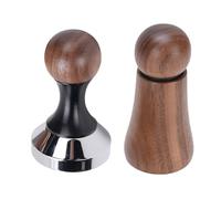 EIMSOAH Distributeur de café à Aiguille, Kit de Doseur à café en Bois de Noyer en Acier Inoxydable, Poignée Ergonomique et Base Filetée pour Porte-filtres de 54 Mm (58mm / 2,28 pouces)