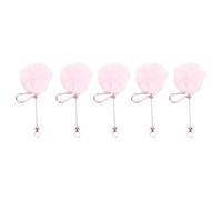 EIMSOAH Ensemble de Porte-clés Boule en Peluche Perlée pour L'artisanat Créatif, Pendentifs Porte-clés Perlés 5 Pièces pour la Décoration de Sac (Rose)