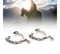 EIMSOAH Éperons de Cheval en Acier Inoxydable argenté 2 Pièces, avec Motif, éperons de Cowboy, éperons de Botte, éperons Metalab, pour L'entraînement et la Compétition