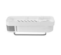 EIMSOAH Étagère d'angle de Salle de Bain Simple, Support de Rangement Rotatif à Double Couche pour Fournitures de Salle de Bain, Plastique ABS sans Poinçonnage 13,4x4,3x3,1 Pouces (Blanc Gris)