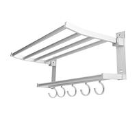 EIMSOAH Étagère de Douche 40 Cm, Porte-serviettes, Organisateur de Rangement pour Manteaux de Salle de Bain en Aluminium avec 5 Crochets Argentés, pour Accessoire de Salle de Bain, 15,7x7,9x5,5 Pouces