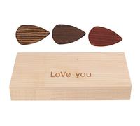 EIMSOAH Étui pour Médiators en Bois avec 3 Médiators, Boîte de Rangement | Porte-médiators de guitare, construction en bois massif, boîte cadeau compacte pour musiciens, accessoire d\'instrument