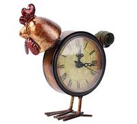 EIMSOAH Horloge en fer en forme de poulet de style rétro européen, horloge de table rétro, horloge de bureau, décoration de maison, artisanat pour salon, chambre à coucher