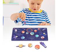 EIMSOAH Jouet du Système Solaire, Jouet éducatif D'astronomie DIY pour Enfants, Jouet Assorti à Assembler en Bois, en Bois, 30 X 15 Cm, Idéal pour L'apprentissage des Sciences avec des (Coloré)