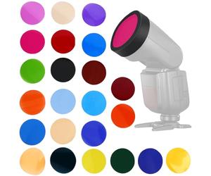 EIMSOAH Kit de Filtres Gel Flash 24 Couleurs pour V1 V1PRO, Matériau Pet de qualité Supérieure, Température de Couleur Stable, Réutilisable, Crée des Effets Sympas, Idéal pour la Photographie (Noir)