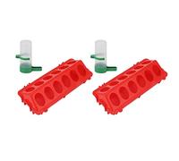 EIMSOAH Mangeoire Automatique pour Poussins Multifonctionnelle avec Large Sortie pour Auge à Poulets, Rouge, 2 Jeux d'alimentation en Eau à Rabat, Idéal pour Nourrir Les Oiseaux et Les Volailles (S