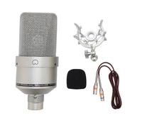 EIMSOAH Microphone de Condenseur en Studio, Microphone de Diaphragme de 26 Mm, avec Support D'amortisseur, Câble XLR, Pare-Brise pour Enregistrer Le Podcasting (Or)