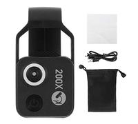 EIMSOAH Mini Microscope Téléphonique avec Objectif CPL, Zoom 200X (Noire) | Conception Universelle à Clipser, Lumière LED Intégrée, luminosité Réglable, Format de Poche Portable, Aucune Application