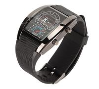 EIMSOAH Montre D'aviation de Haute Précision à Affichage LED pour Un Port Confortable, Montre LED de Sport de Plein Air pour Les Ventilateurs de de Type Bouton (Ceinture Noire à Coque Noire)