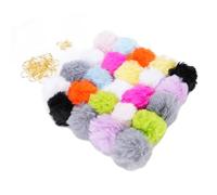 EIMSOAH Pom Pom Porte-clés coloré Lapin Fausse Fourrure Boule Pendentif Ensemble pour Sac à Dos Sac à Main 24 Pièces Adorable Décoration pour les Amoureux de la Mode