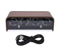 EIMSOAH Remontoir de Montres Automatique 5 Modes avec éclairage LED pour 4 Montres, Fonctionnement Silencieux, Design Imitation Bois pour Le Rangement à Domicile