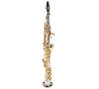 EIMSOAH Saxophone Soprano Droit Professionnel en Laiton, Corps argenté Vintage avec Clés Dorées, Haute sensibilité et Son Précis, avec Housse de Transport pour Débutants et profes