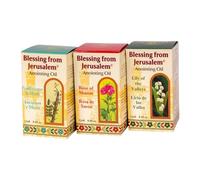 Ein Gedi Lot de 3 flacons d'huile d'onction aromatique - Rose de Sharon, muguet, encens et myrrhe Terre Sainte de Jérusalem pour prière chrétienne 12 ml chacun