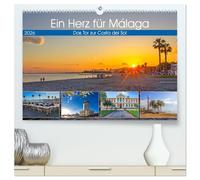 Ein Herz für Málaga (hochwertiger Premium Wandkalender 2026 DIN A2 quer), Kunstdruck in Hochglanz: Zauberhafte Impressionen von Málaga - das Tor zur Costa del Sol